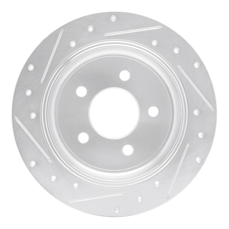 Ford Explorer Sport Brake Rotor (1) - Rear Right - R1 Concepts - Drilled & Slotted - Silver - `95-`02